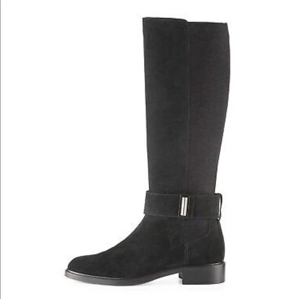Aquatalia black suede knee high riding boots